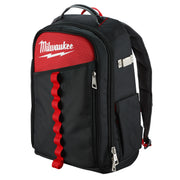 Black and red Milwaukee backpack on a white background