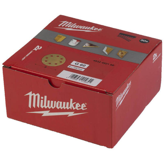 MILWAUKEE 40 GRIT HIGH PERFORMANCE 125MM SANDING DISC PACK