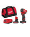 Milwaukee tool set with drill, batteries, and bag 