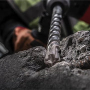 Drill bit embedded in a rock