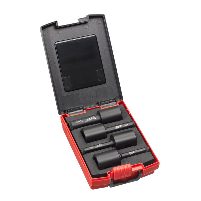 Set of sockets in a red and black tool case