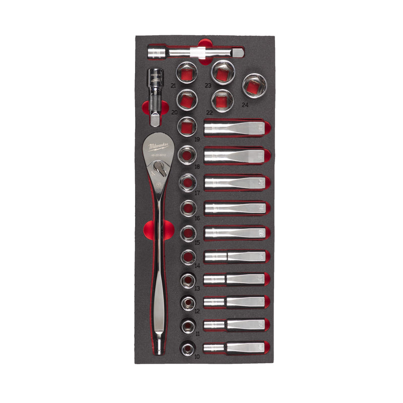 1/2" Ratchet and Socket Set with Foam Insert (28 pieces)