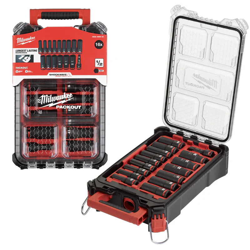1/2" Packout Shockwave Impact Duty Socket Set (16 pieces)