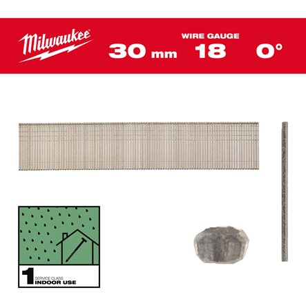 Milwaukee nail with wire gauge and indoor use label 