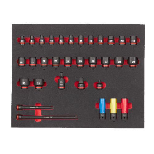 1/2" Impact Socket Foam Set 32pc