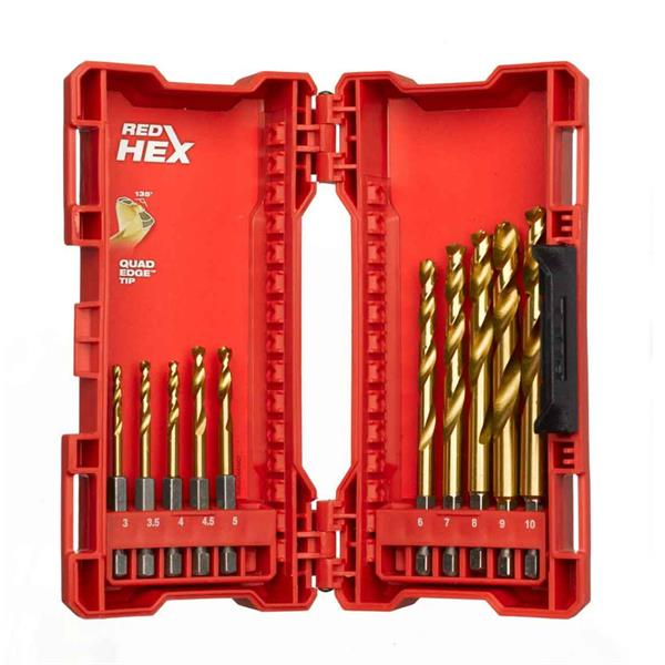 SHOCKWAVE - HSS-G Tin Red Hex – Metal Drill Bit Set - 10pc