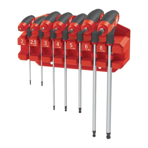7 pc Hex Key Wrenches with Comfort Grip Set with Rack