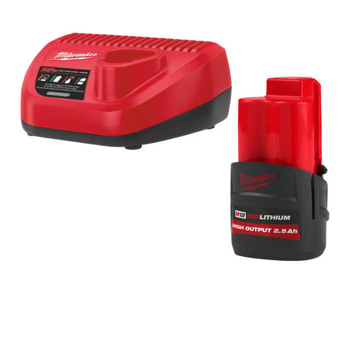 Milwaukee M12 2.5Ah High Output Battery Charger Kit Partech Milwaukee