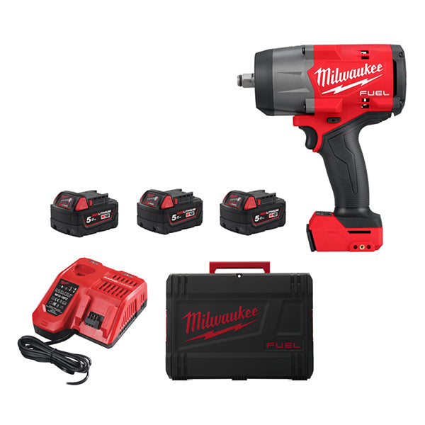 M18 FUEL ½″ High Torque Impact Wrench with friction ring- Kit 3x 5.0ah Batteries