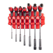 Milwaukee 7 piece nut driver comfort grip set with rack showing full tool sizes