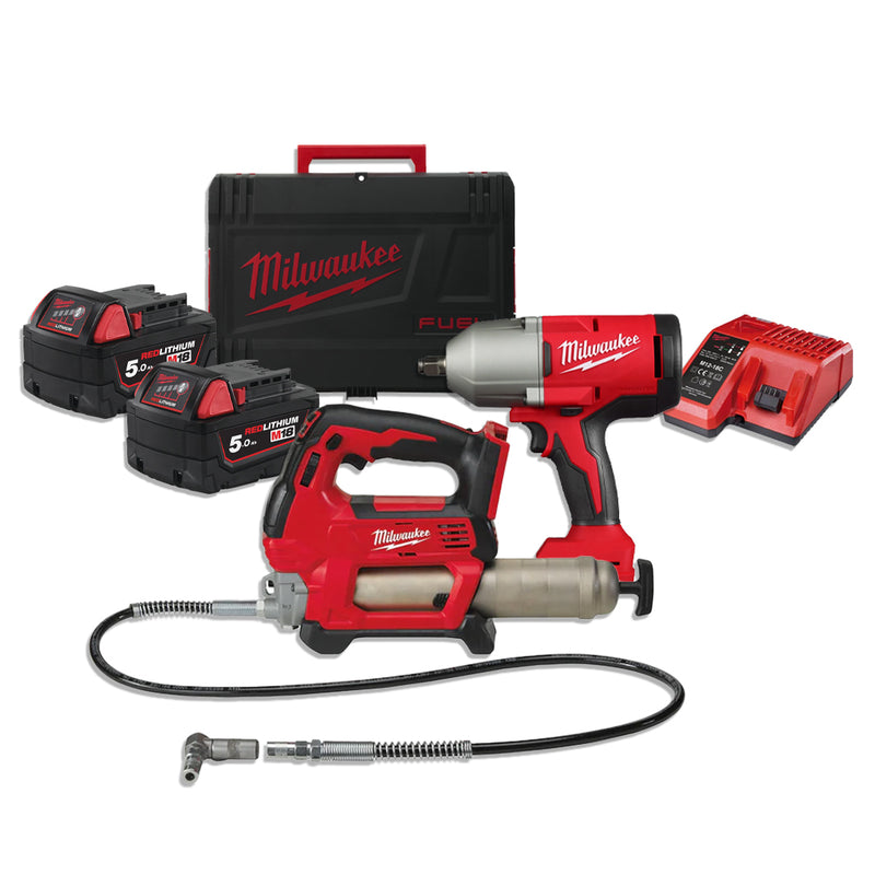 M18 1/2" High-Torque Impact Wrench & M18 Grease Gun Bundle