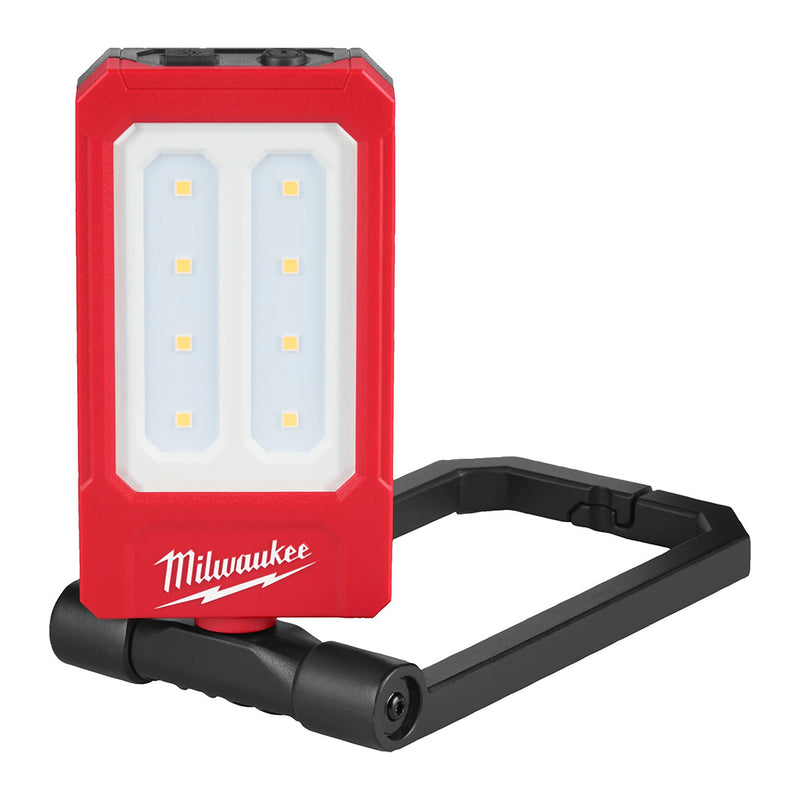 Milwaukee IR FFL internal folding flood light angled open position