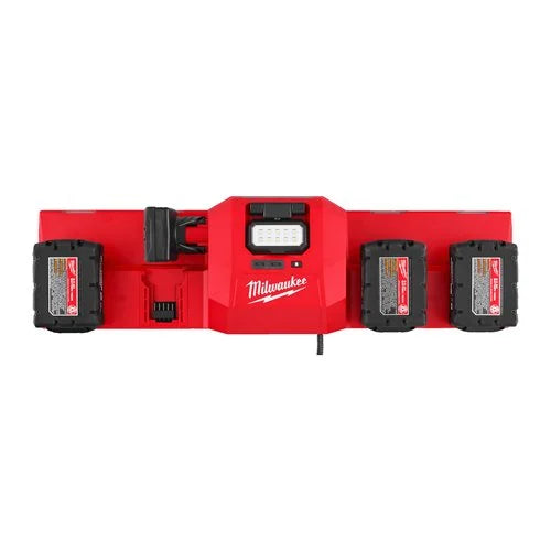 Milwaukee M12 M18 Gangbox Charger M12-18GBC4 shown charging batteries