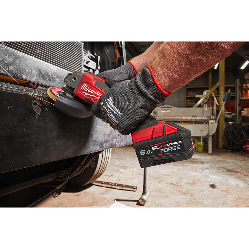 Milwaukee M18 FORGE 6.0Ah battery used with M18 grinder