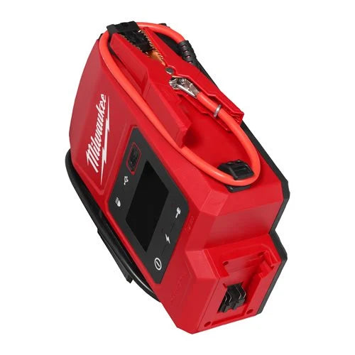 Top view of the Milwaukee M18 Jump Starter JS2000-0 showing cable storage and compact design