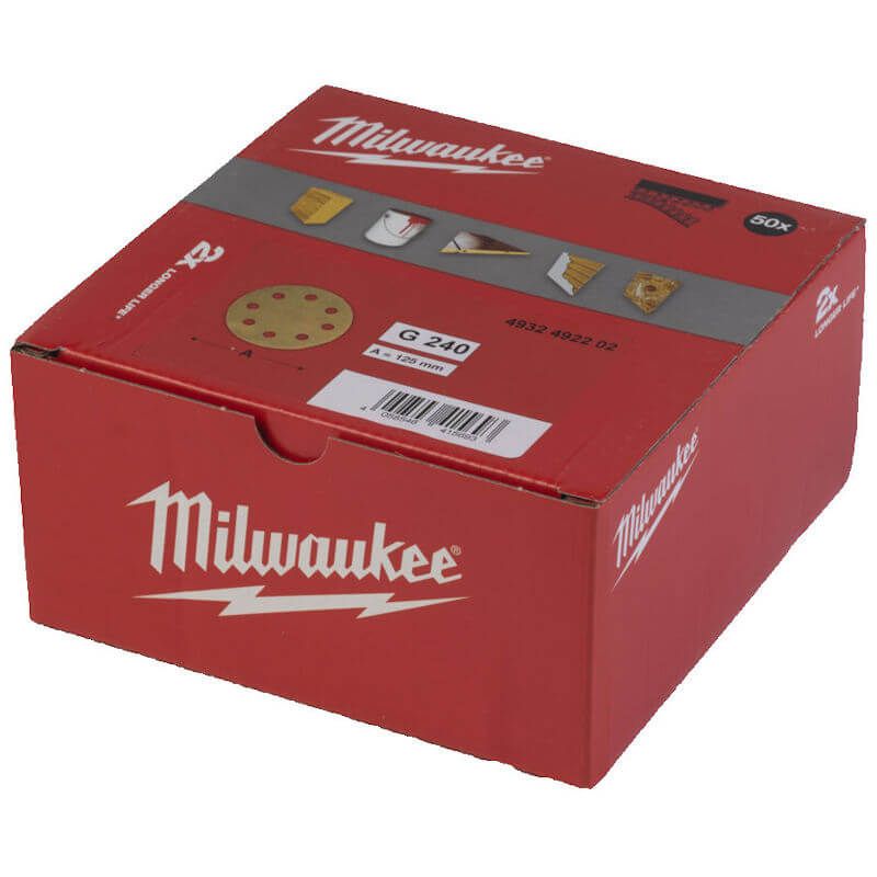 MILWAUKEE 240 GRIT HIGH PERFORMANCE 125MM SANDING DISC PACK