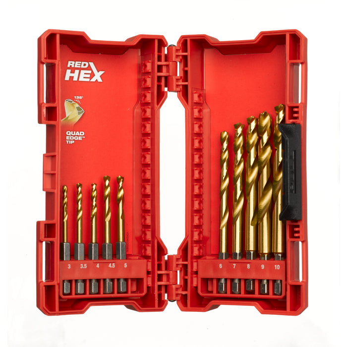 RED HEX - SHOCKWAVE HSS-TiN metal drill bits