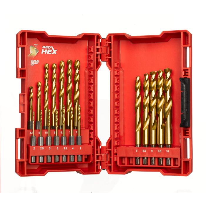 RED HEX - SHOCKWAVE HSS-TiN metal drill bits