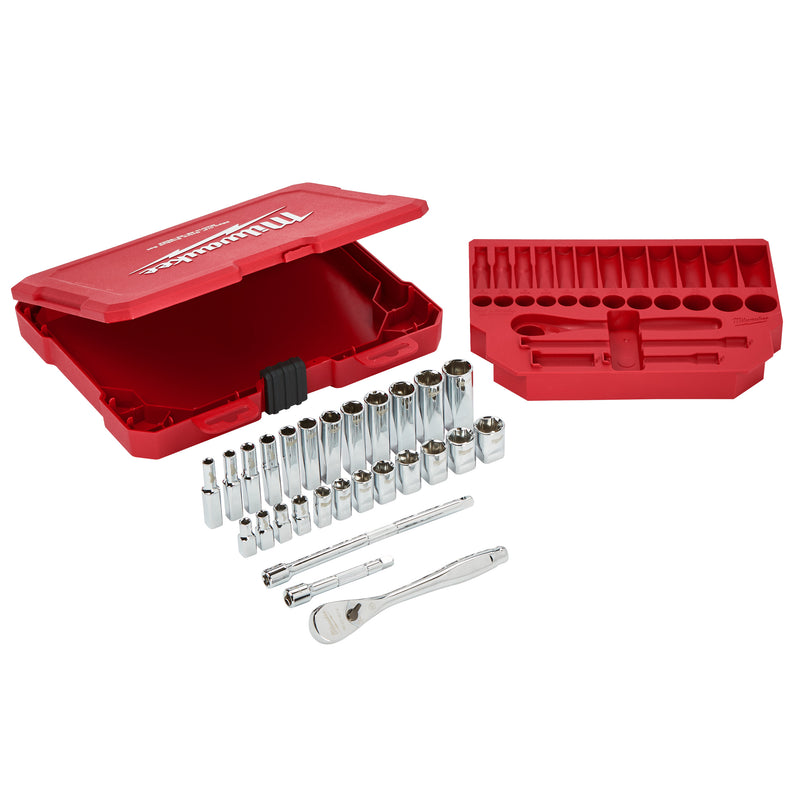 1/4" Drive Ratchet & Socket Set Metric -28pcs
