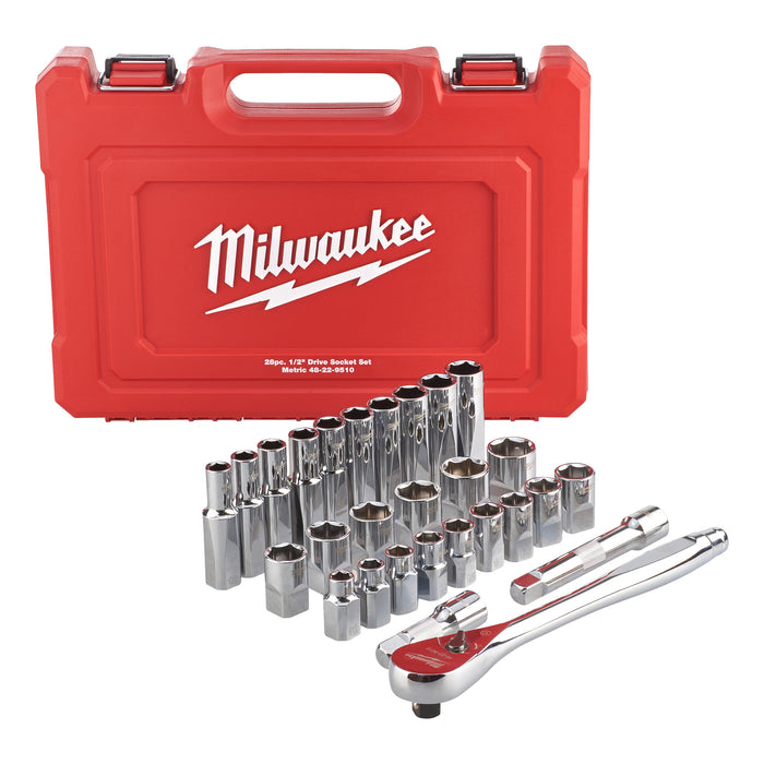 1/2" Drive 28-Piece Metric Ratchet & Socket Set