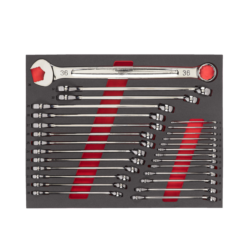 27pc MAX BITE Metric Combination Spanner Foam Set