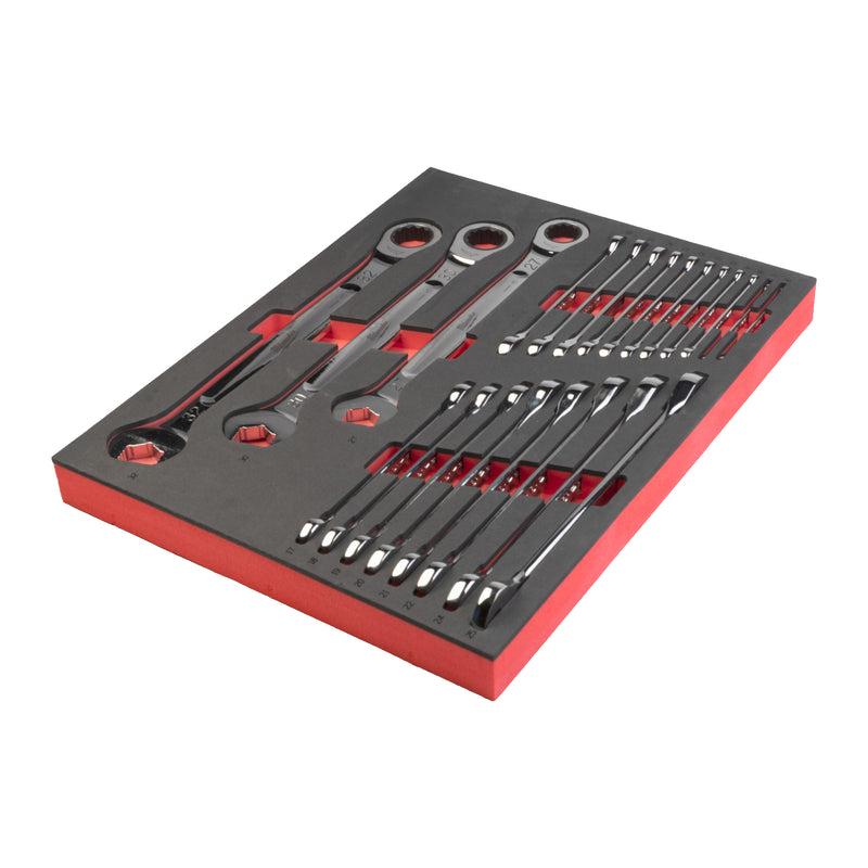 22PC MAXBITE RATCHETING METRIC COMBINATION SPANNER SET